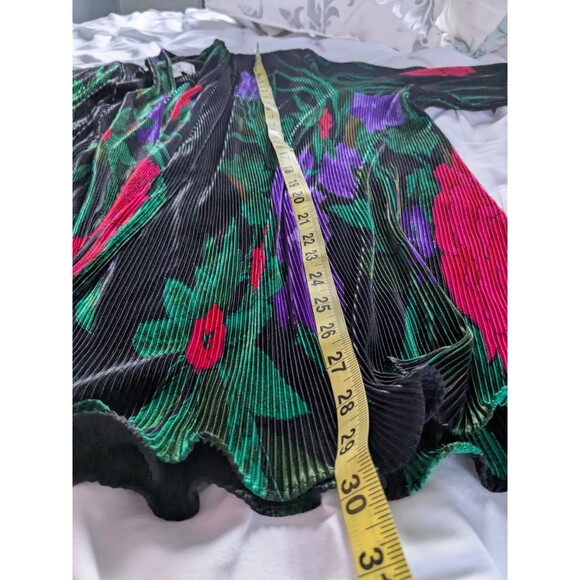 GDT Too Open Front VTG Cardigan Women's XL Colorful Top Slinky Accordion 80s - Picture 11 of 11